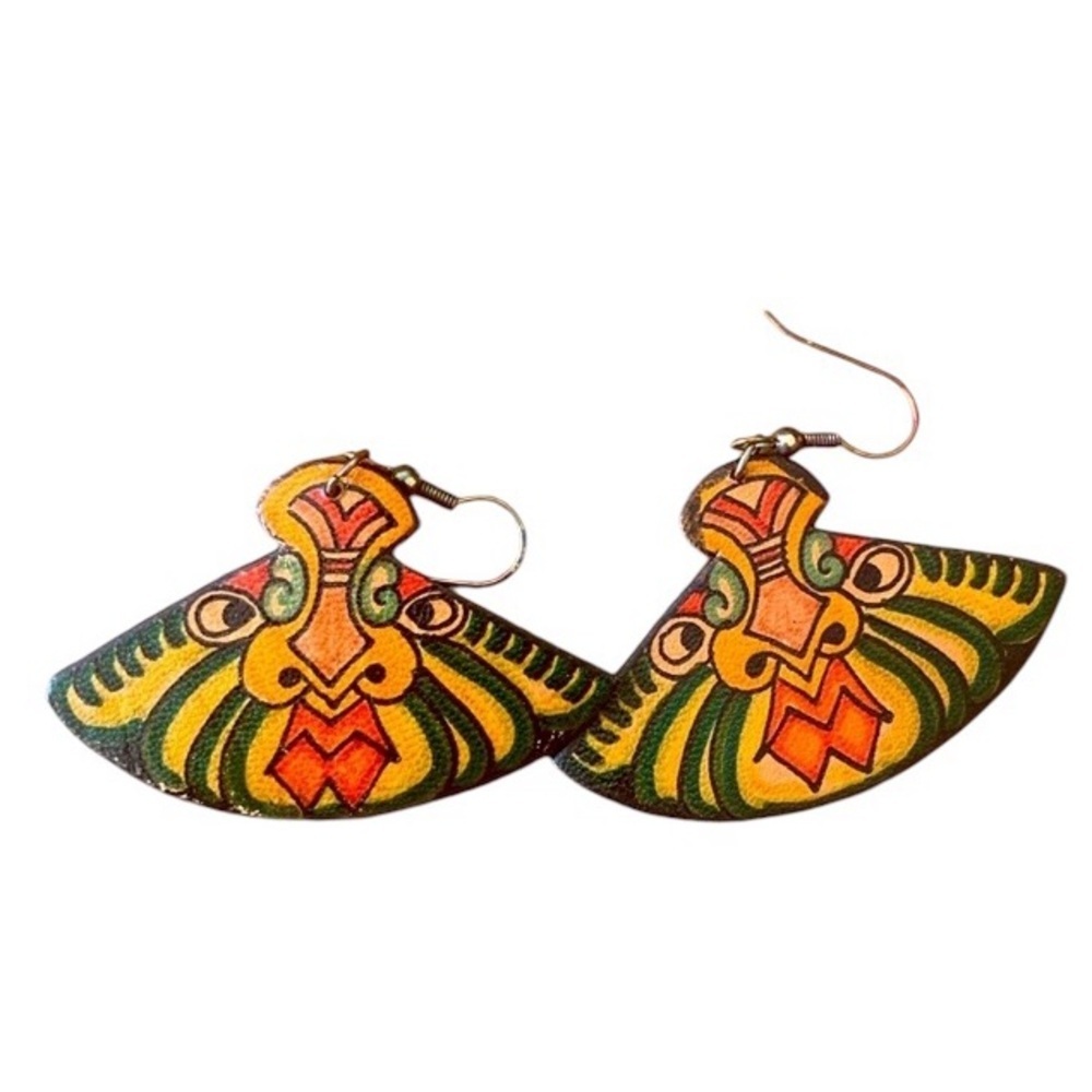 RARE FIND Vintage Handcrafted Leather Earrings